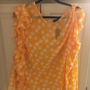LANE BRYANT yellow polka dotted sheer blouse sz 16